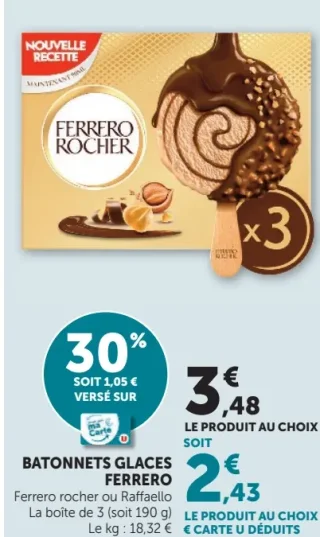 Ferrero Rocher ou Raffaello Bâtonnets Glacés