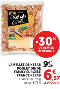 France Kebab Lamelles de Kebab Poulet Dinde Family Surgelé