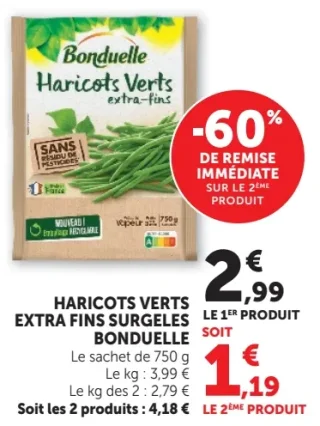 Bonduelle Haricots Verts Extra Fins Surgelés