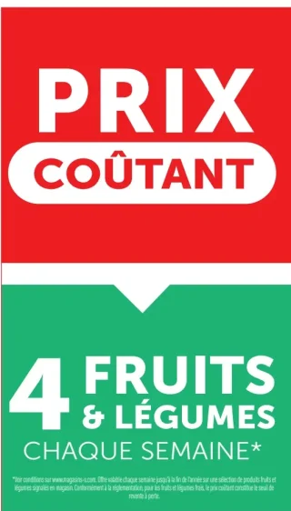 Sélection de 4 fruits & légumes à prix coûtant chaque semaine