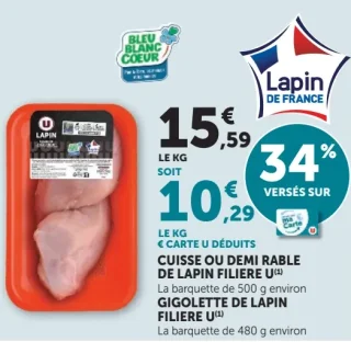 Cuisse ou demi râble de lapin Filière U