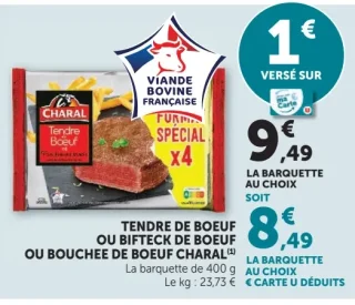 Tendre de boeuf ou bifteck de boeuf ou bouchée de boeuf Charal