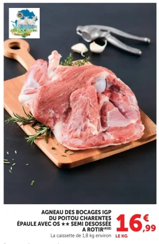 Agneau des Bocages IGP du Poitou Charentes Épaule avec os ★★ semi désossée à rôtir