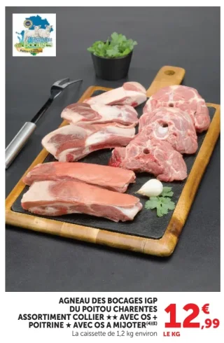 Agneau des Bocages IGP du Poitou Charentes Assortiment Collier ★★ avec os + Poitrine ★ avec os à mijoter