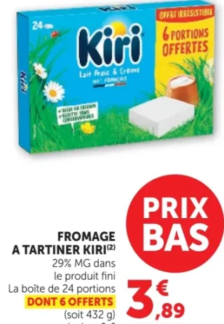 Fromage à tartiner Kiri 6 portions offertes