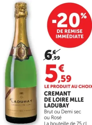 CREMANT DE LOIRE MLLE LADUBAY (Brut ou Demi sec ou Rosé)