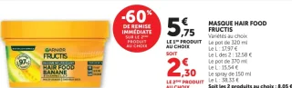 MASQUE HAIR FOOD FRUCTIS (Variétés au choix)