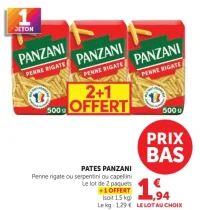 Pennes rigate ou serpentini ou capellini Panzani
