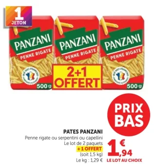 Pennes rigate ou serpentini ou capellini Panzani