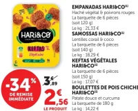 Empanadas, Samossas, Keftas Végétales ou Boulettes de pois chiche Hari & Co