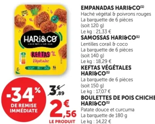 Empanadas, Samossas, Keftas Végétales ou Boulettes de pois chiche Hari & Co