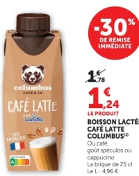 BOISSON LACTÉE CAFÉ LATTE COLUMBUS