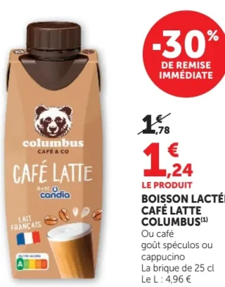 BOISSON LACTÉE CAFÉ LATTE COLUMBUS