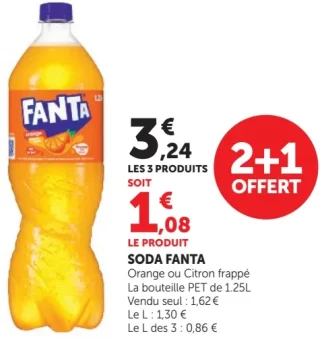 Soda Fanta Orange ou Citron frappé