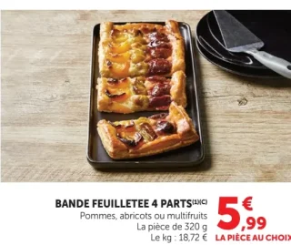 BANDE FEUILLETEE 4 PARTS Pommes, abricots ou multifruits