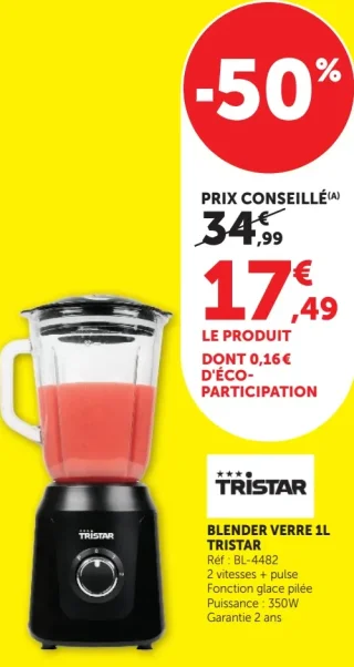 Blender verre 1L TRISTAR