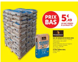 WOODSTOCK Sac de granulés de bois 15kg