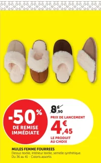 Mules femme fourrées U Collection