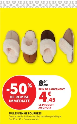 Mules femme fourrées U Collection