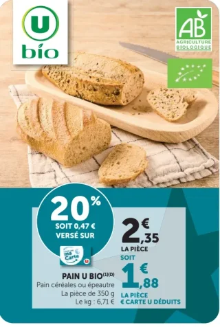 Pain céréales ou épeautre Pain U Bio