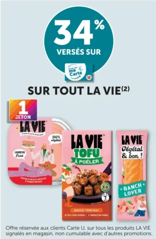 Sur tout La Vie. 34% versés sur carte