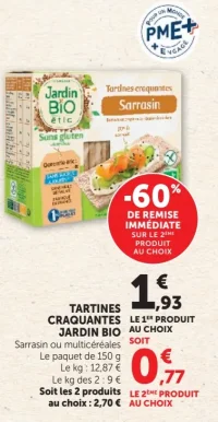 Tartines Craquantes Sarrasin ou multicéréales Jardin BiO