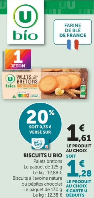 Biscuits U Bio Palets bretons ou biscuits à l'avoine