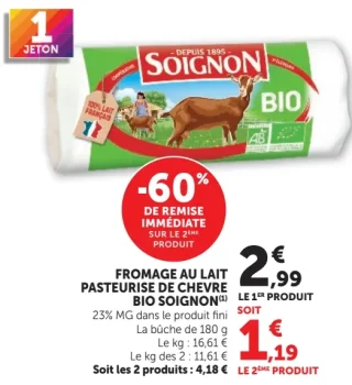 Fromage au lait pasteurisé de chèvre Bio Soignon