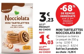 Mini Tartelettes Nocciolata Bio. -68% sur le deuxième produit au choix.