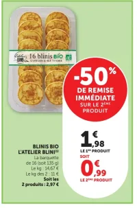 BLINIS BIO L'ATELIER BLINI.  -50% sur le deuxième produit.