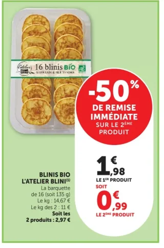 BLINIS BIO L'ATELIER BLINI.  -50% sur le deuxième produit.