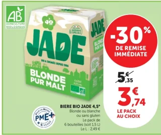 Bière Bio Jade 4,5° Blonde ou Blanche