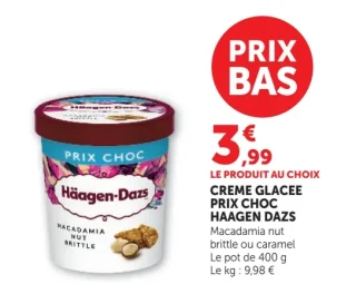 Crème glacée Prix Choc Haagen Dazs Macadamia Nut Brittle