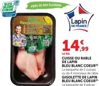 Cuisse ou rable de lapin Bleu Blanc Coeur / Gigolette de lapin