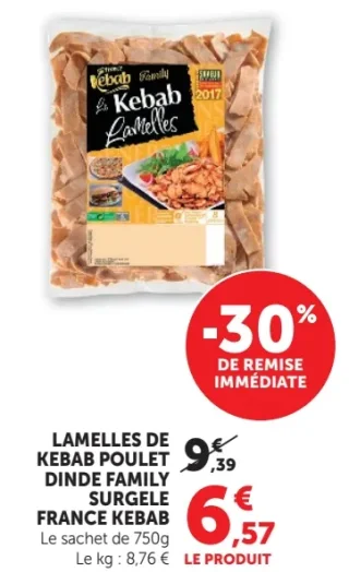 Lamelles de Kebab Poulet Dinde Family Surgele France Kebab