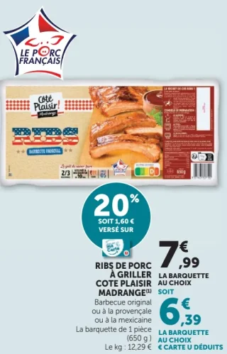 Ribs de porc à griller Cote Plaisir Madrange