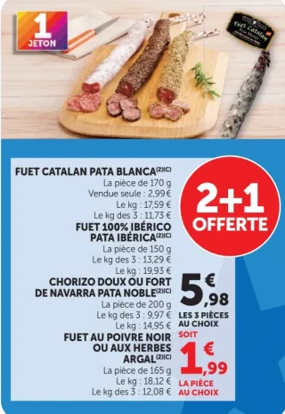 Fuet Catalan Pata Blanca, Fuet 100% Ibérico, Chorizo de Navarra ou Fuet Argal