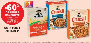 Produits Quaker Oats et Cruesli