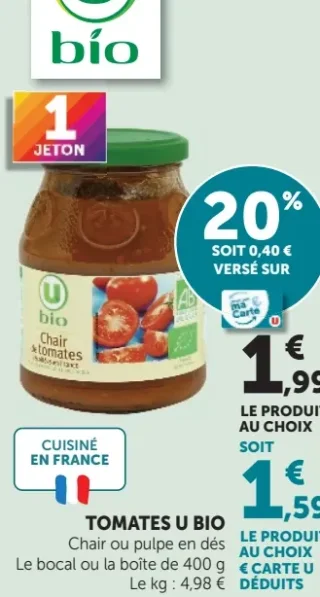 Tomates U Bio Chair ou pulpe en dés