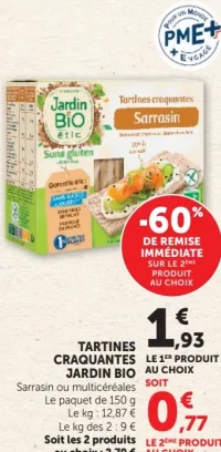 Tartines Craquantes Jardin Bio étic Sarrasin ou multicéréales