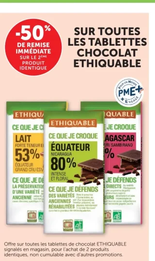 Tablettes de chocolat Ethiquable