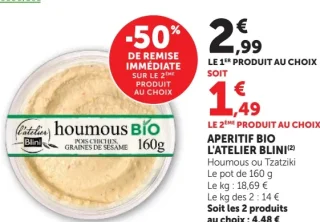 Aperitif bio L'Atelier Blini (Houmous ou Tzatziki)