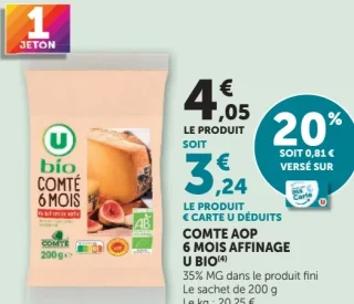 Comte AOP 6 mois d'affinage U Bio