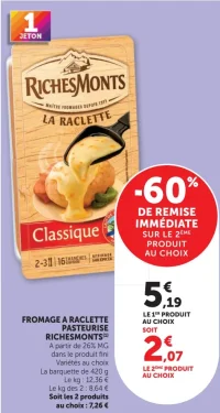 RichesMonts Fromage à raclette pasteurisé