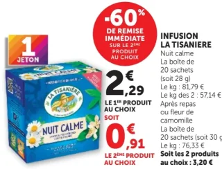 Infusion La Tisanière Nuit calme ou Après repas