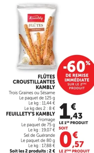 Flûtes croustillantes Kambly ou Feuillety's Kambly