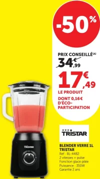 Blender verre 1L Tristar BL-4482