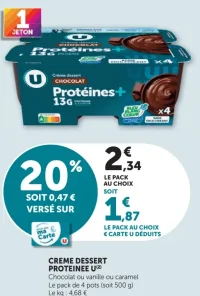 Creme dessert Chocolat Proteines+ U