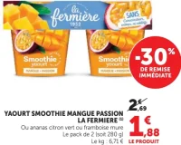 Yaourt Smoothie Mangue Passion La Fermière