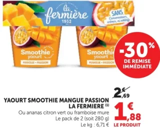 Yaourt Smoothie Mangue Passion La Fermière
